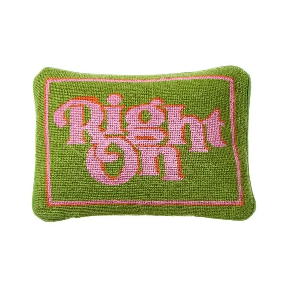 NEW Jonathan Adler Green and Pink Accent Pillow Right On - Picture 1 of 4